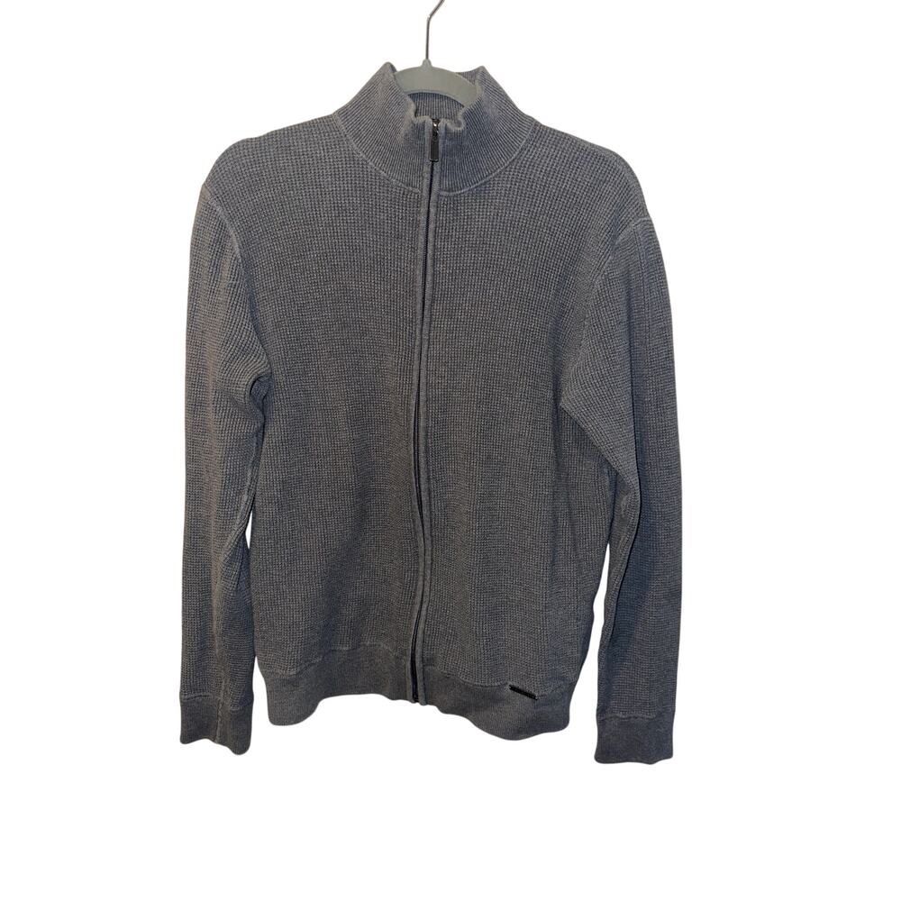 ⭐️ Men’s Michael Kors Full Zip Gray Knit Cardigan  Size Medium Preppy Acadamia